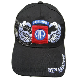 US Army Hat 82nd Airborne Division Logo w/ Shadow Black Adjustable Cap-Cyberteez