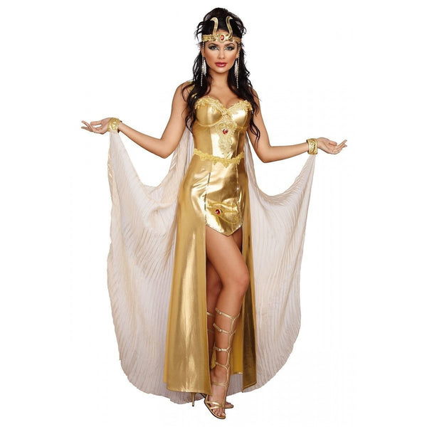 Egyptian Goddess Cleopatra Women's Metallic Gold Dress Gown Costume - Cyberteez Egyptian Goddess Cleopatra Women's Metallic Gold Dress Gown Costume - Cyberteez