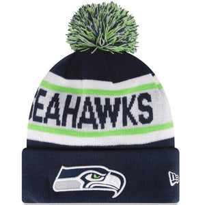 Seattle Seahawks NFL New Era Biggest Fan Redux Pom Beanie Knit Hat-Cyberteez