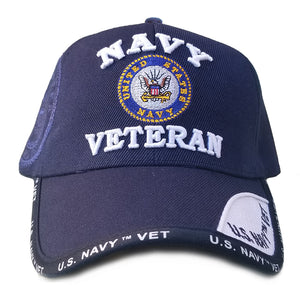 US Navy Veteran Hat w/ Seal Logo Blue Adjustable Cap-Cyberteez