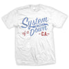 System Of A Down Script Logo WHITE Los Angeles CA T-Shirt-Cyberteez