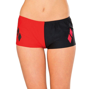 Harley Quinn Adult Size Women's 2-Tone Red Black Boy Shorts Costume Accessory-Cyberteez