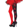 Harley Quinn Batman Women's 2-Tone Red Black Diamonds Costume Stockings Tights-Cyberteez