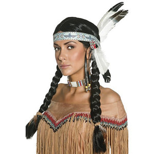 Indian Feather Headband Headdress (No Wig) Costume Accessory-Cyberteez
