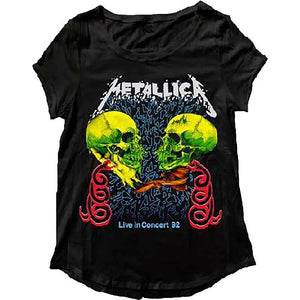 Metallica Double Skulls Live In Concert '92 Women's T-Shirt-Cyberteez