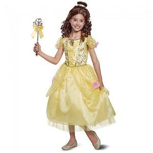 Belle Costume Dress Girls Deluxe Toddler Child Kids Beauty And The Beast Outfit-Cyberteez