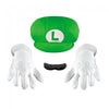 Luigi Gloves Hat And Mustache Child Kids Size Costume Accessory Kit-Cyberteez