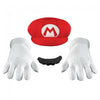Mario Gloves Hat And Mustache Adult Size Costume Accessory Kit-Cyberteez