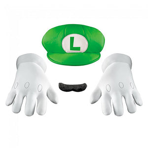 Luigi Gloves Hat And Mustache Adult Size Costume Accessory Kit-Cyberteez