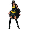 Batgirl Costume Dress w/ Cape Women's Black Batman Outfit-Cyberteez