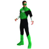 Green Lantern Costume Men's Deluxe Muscle Chest Jumpsuit-Cyberteez