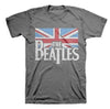 Beatles Union Jack UK British Flag Logo Distressed GRAY T-Shirt-Cyberteez