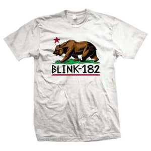 Blink 182 California Bear Flag White T-Shirt-Cyberteez