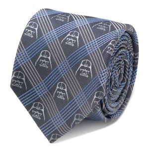 Star Wars Darth Vader Men's Blue Plaid Italian Silk Tie-Cyberteez