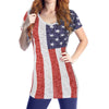 USA American Flag Women's Beach Bikini Cover Up Burnout Fabric T-Shirt-Cyberteez