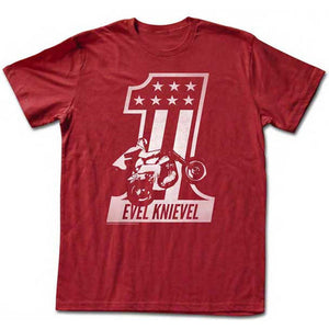Evel Knievel Number One Logo RED T-Shirt-Cyberteez