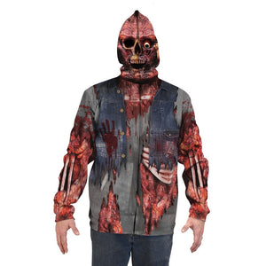 Zombie Face Hoody Men's Allover Print Costume Hooded Sweatshirt-Cyberteez