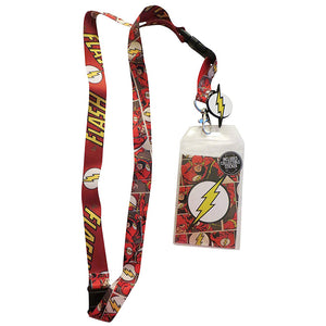 The Flash Logo Lanyard DC Comics ID Badge Holder & Charm w/ Sticker-Cyberteez