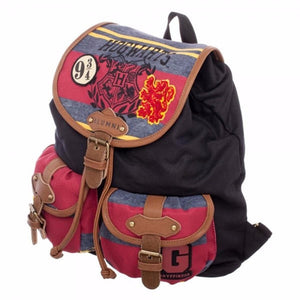 Harry Potter Hogwarts 9 3/4 Logo w/ Patches Print Knapsack Bag Backpack-Cyberteez