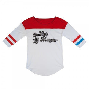 Harley Quinn Suicide Squad Daddys Little Monster Baseball Jersey Longsleeve T-Shirt-Cyberteez