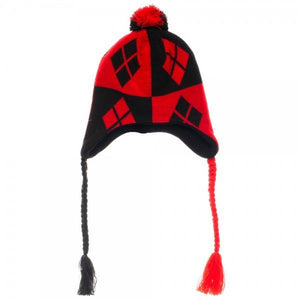 Harley Quinn Diamonds Logo Laplander Beanie Knit Hat Cap-Cyberteez