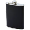 Flask 8 oz Stainless Steel w/ Black Genuine Leather Wrap Screw Cap Liquor Hip Pocket-Cyberteez