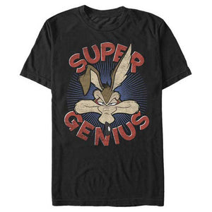 LOONEY TUNES Wiley E Coyote Super Genius BLACK Roadrunner T-Shirt-Cyberteez