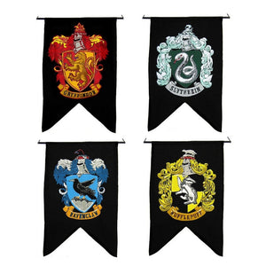 Harry Potter House 4 Flag Banner Set Gryffindor Slytherin Ravenclaw Hufflepuff-Cyberteez