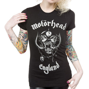 Motorhead England Women's Silver Glitter T-Shirt-Cyberteez