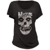Misfits Fiend Skull Women's Distressed Wide Scoop Dolman T-Shirt-Cyberteez