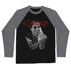 Ozzy Osbourne Middle Finger 3/4 Sleeve Raglan Jersey T-Shirt-Cyberteez