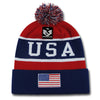 RapDom USA American Team Flag Beanie Patriotic Knit Pom Winter Ski Cap-Cyberteez