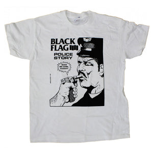 Black Flag Police Story White T-Shirt-Cyberteez