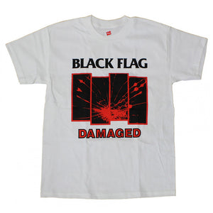 Black Flag Damaged White T-Shirt-Cyberteez