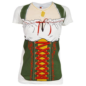 Oktoberfest Allover Beer Girl Barmaid Costume T-Shirt Women's Sizes-Cyberteez