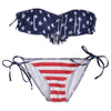 USA American Flag Women's Stars & Stripes Two Piece Tassel Fringe Padded Push Up Twist Bandeau Bikini-Cyberteez
