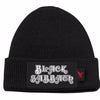 Black Sabbath Logo Patched Beanie Fold Cuff Knit Hat Cap-Cyberteez