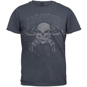Lynyrd Skynyrd Biker Patch Skull Wings T-Shirt-Cyberteez
