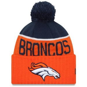 Denver Broncos NFL New Era On Field Sport Knit 2015-16 Pom Beanie Knit Hat Cap-Cyberteez
