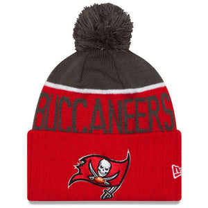 Tampa Bay Buccaneers NFL New Era On Field Sport Knit 2015-16 Pom Beanie Knit Hat Cap-Cyberteez