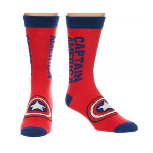 Captain America Text Logo Crew Socks-Cyberteez