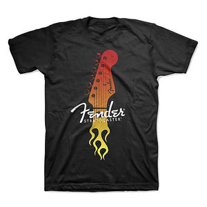 Fender Guitars Flaming Stratocaster Head Stock T-Shirt-Cyberteez