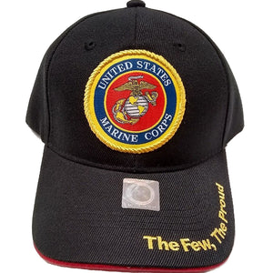 US Marine Corps Hat Seal Logo The Few The Proud Black Adjustable Cap-Cyberteez
