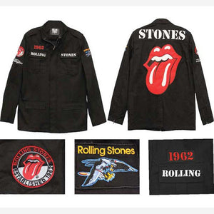 Rolling Stones Tongue Logo Custom Limited Edition Military Army Jacket-Cyberteez
