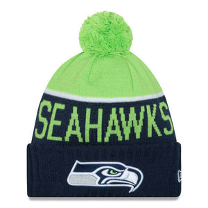 Seattle Seahawks NFL New Era On Field Sport Knit 2015-16 Pom Beanie Knit Hat Cap-Cyberteez