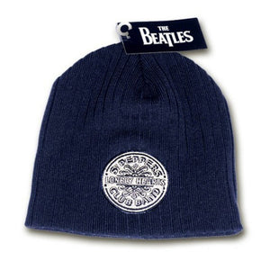 Beatles Sgt Peppers Logo NAVY Beanie Adult Knit Cap Hat-Cyberteez