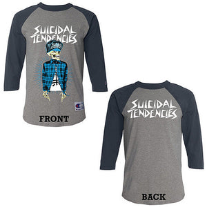 Suicidal Tendencies Vato Gray Longsleeve Baseball Jersey T-Shirt-Cyberteez