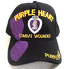Purple Heart Hat Combat Wounded Military Veteran Black Adjustable Cap-Cyberteez