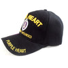 Purple Heart Hat Combat Wounded Military Veteran Black Adjustable Cap-Cyberteez