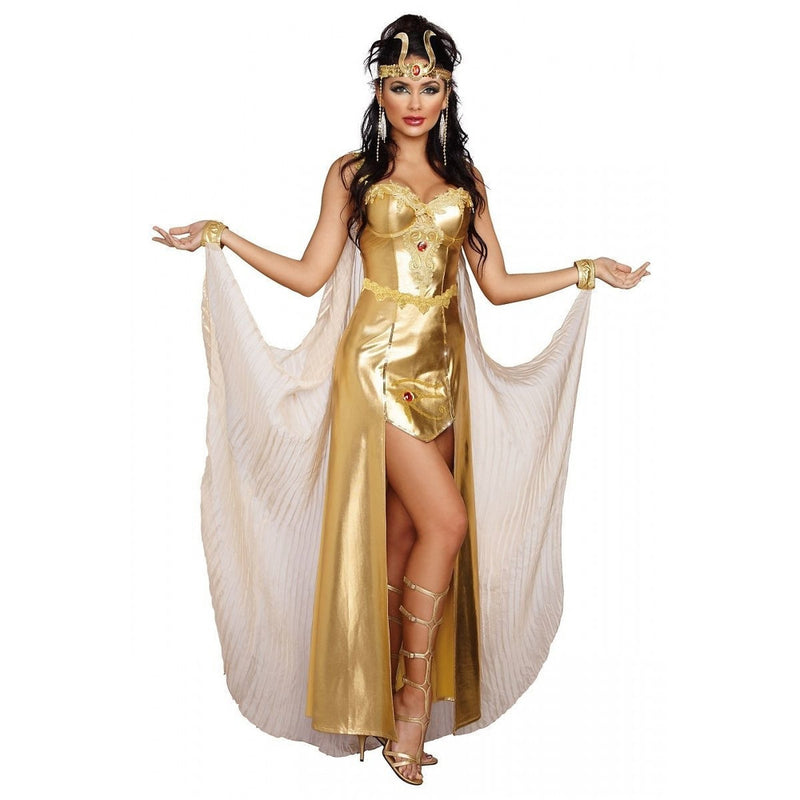 Egyptian Goddess Cleopatra Women's Metallic Gold Dress Gown Costume - Cyberteez Egyptian Goddess Cleopatra Women's Metallic Gold Dress Gown Costume - Cyberteez